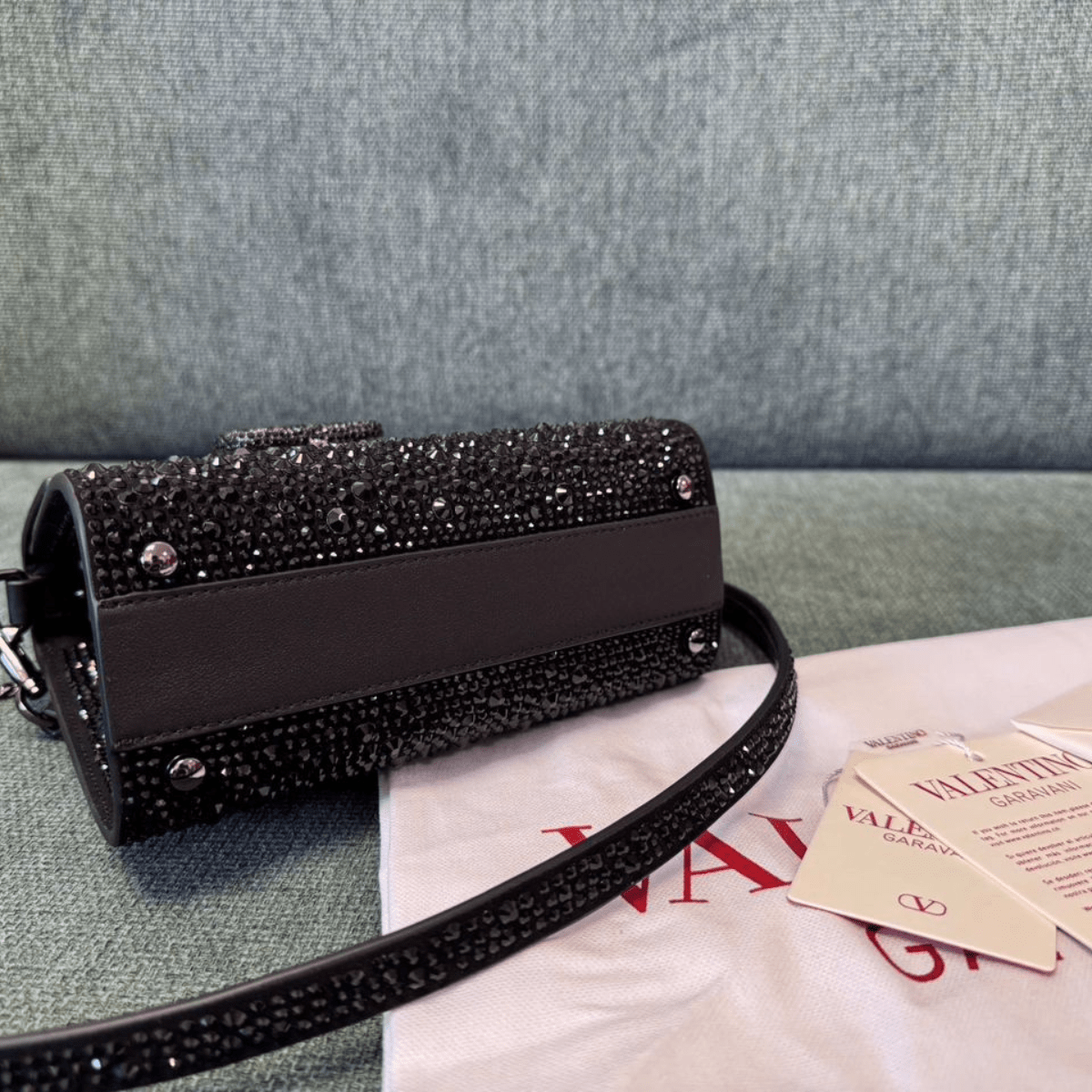 Valentino Garavani VSLING Mini Bag with Crystals in Black
