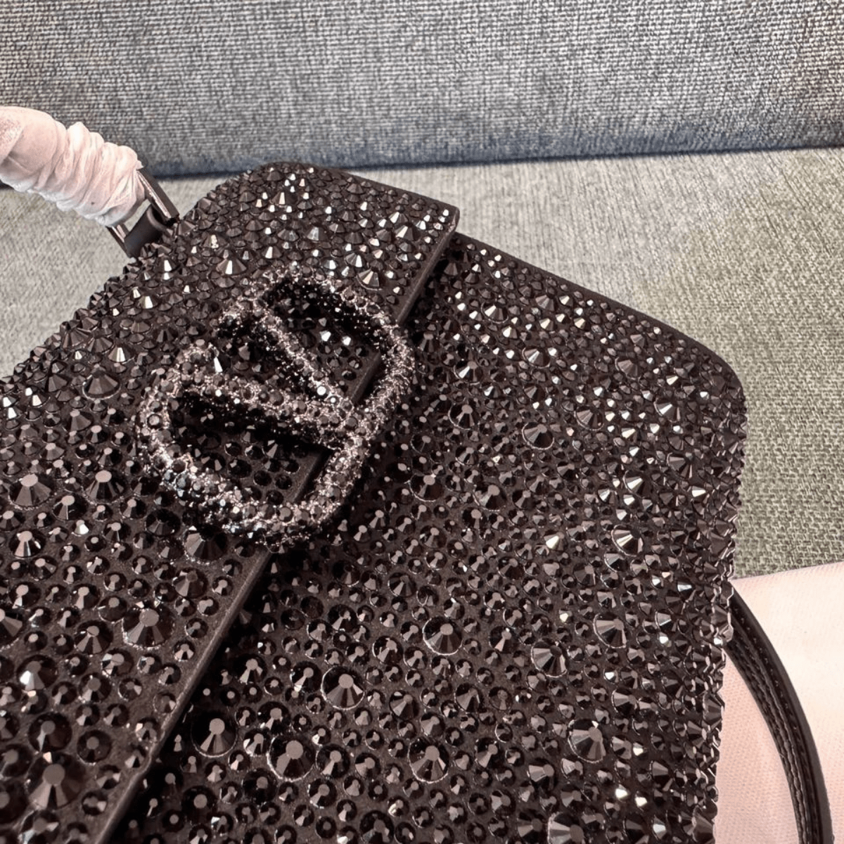 Valentino Garavani VSLING Mini Bag with Crystals in Black
