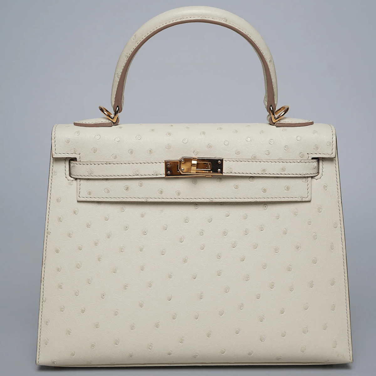 Hermes Kelly 25 in Beton Ostrich Ghw