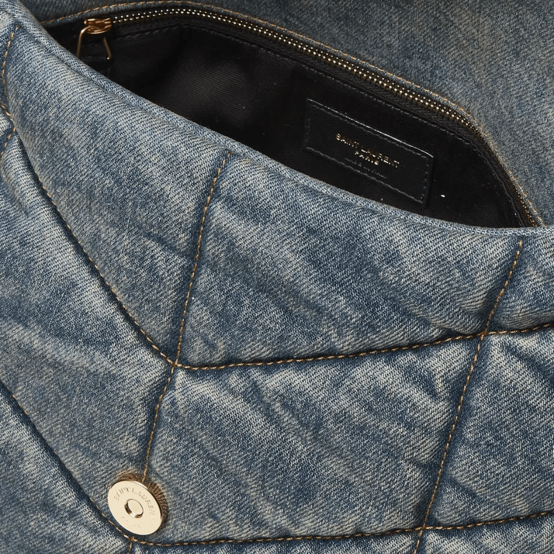 Loulou Puffer Bag in Quilted Vintage Denim