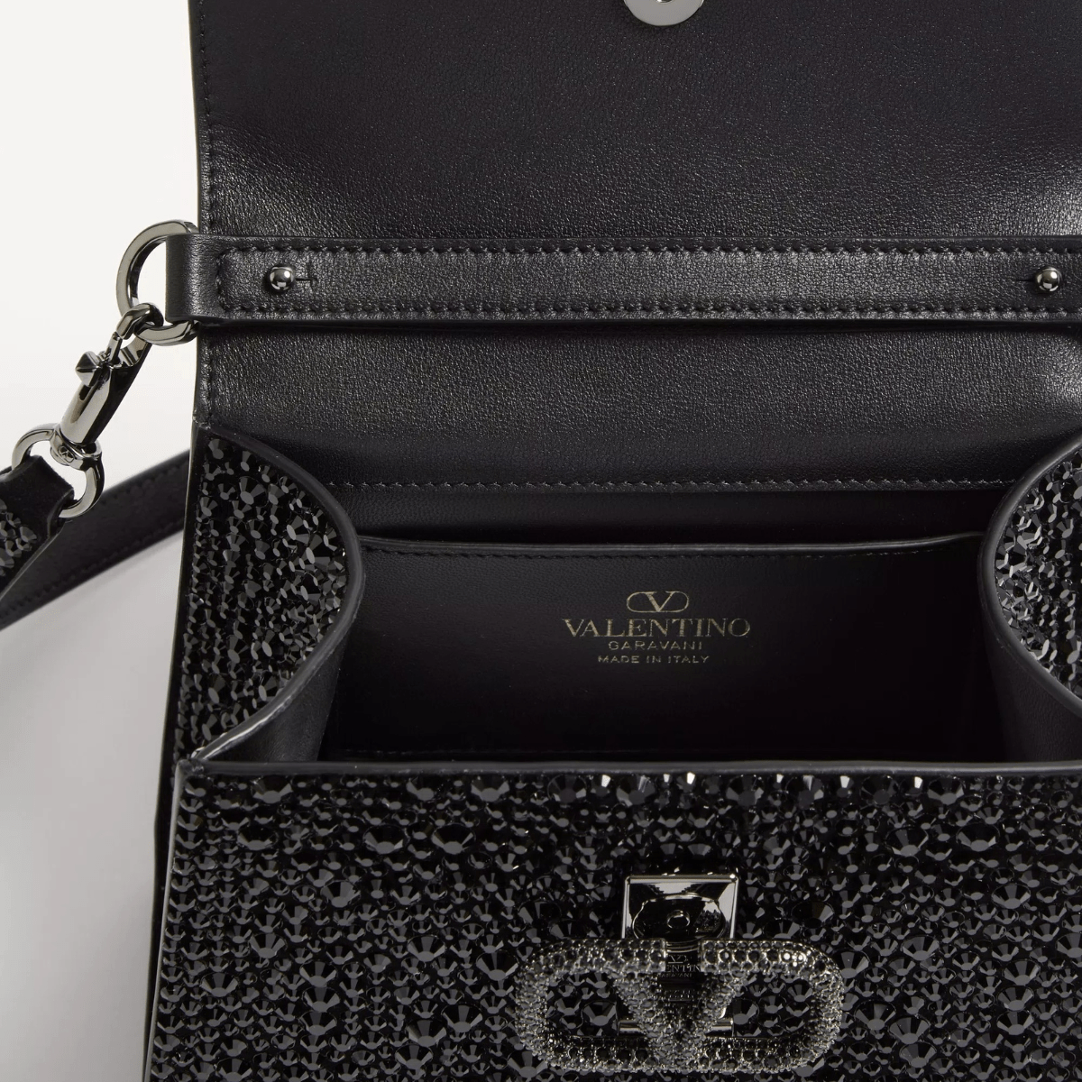 Valentino Garavani VSLING Mini Bag with Crystals in Black