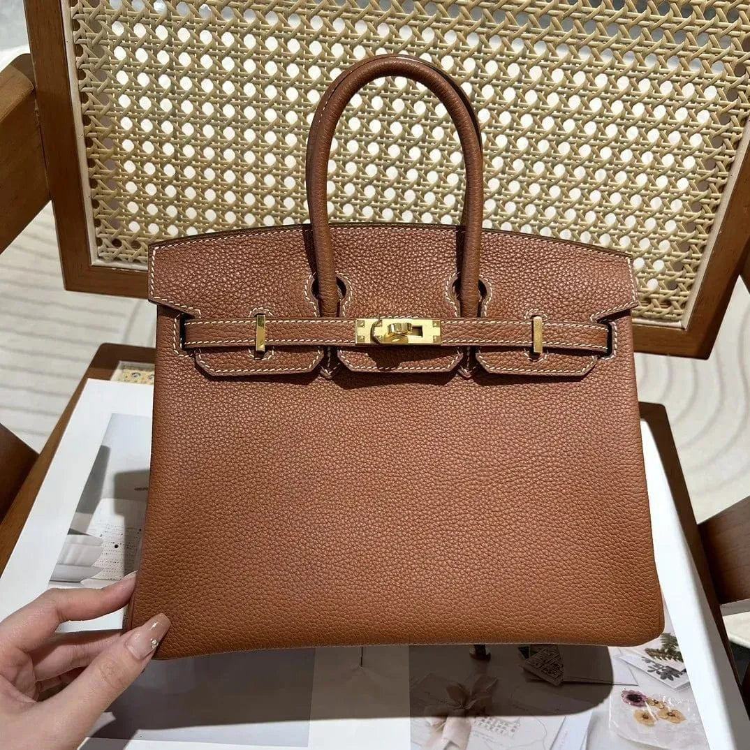 Hermès Birkin 25 HSS Craie/Gris Tourterelle in Togo Leather with Brushed Gold Hardware