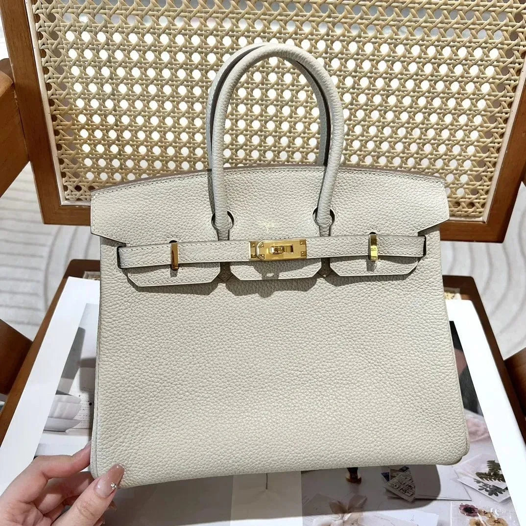 Hermès Birkin 25 HSS Craie/Gris Tourterelle in Togo Leather with Brushed Gold Hardware