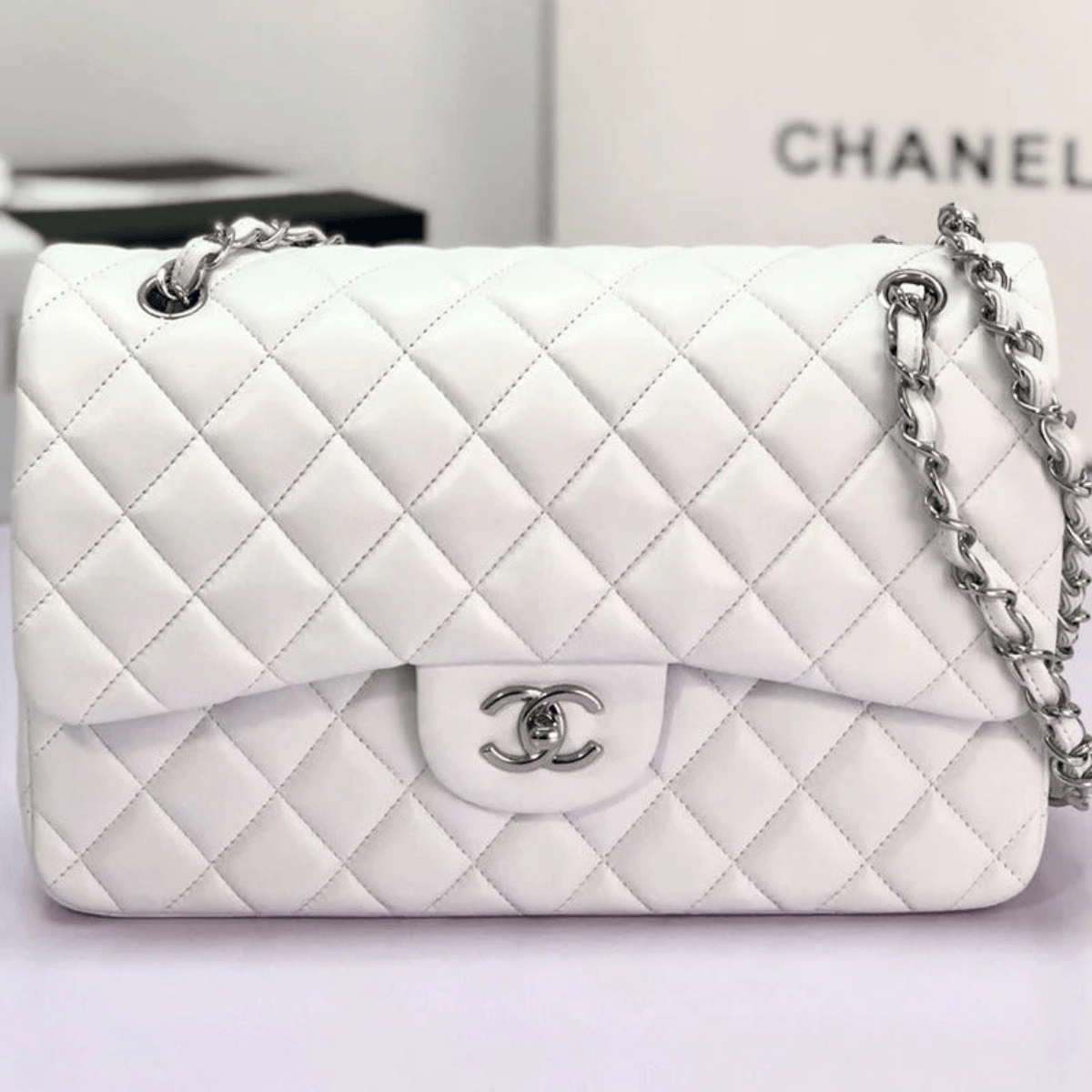 Chanel Classic Single Flap Bag Off White