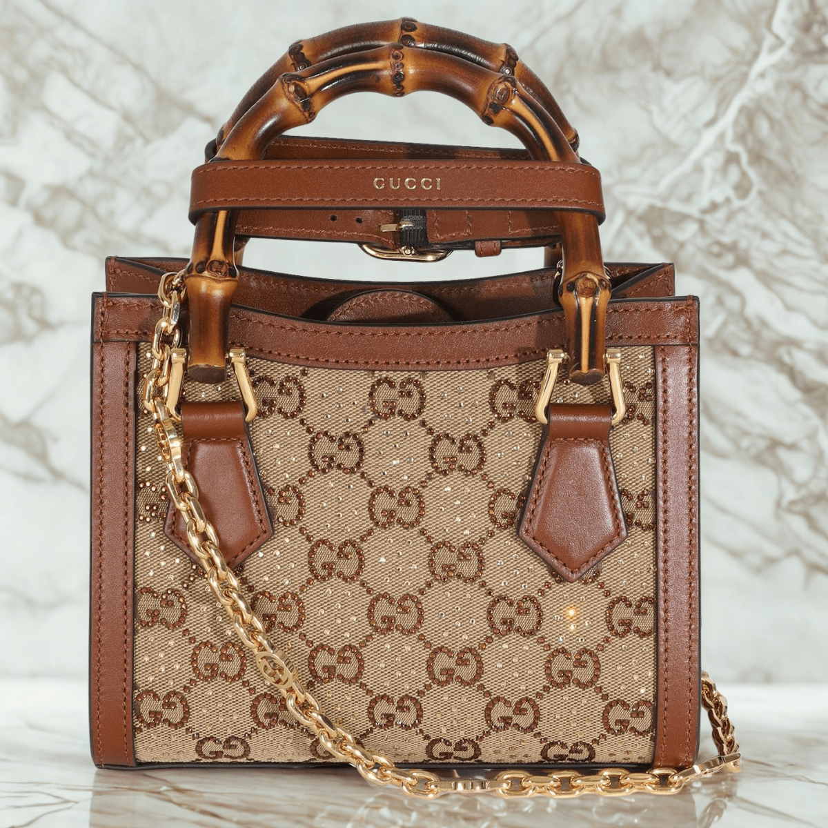 Gucci Diana Small Tote Bag with Crystals
