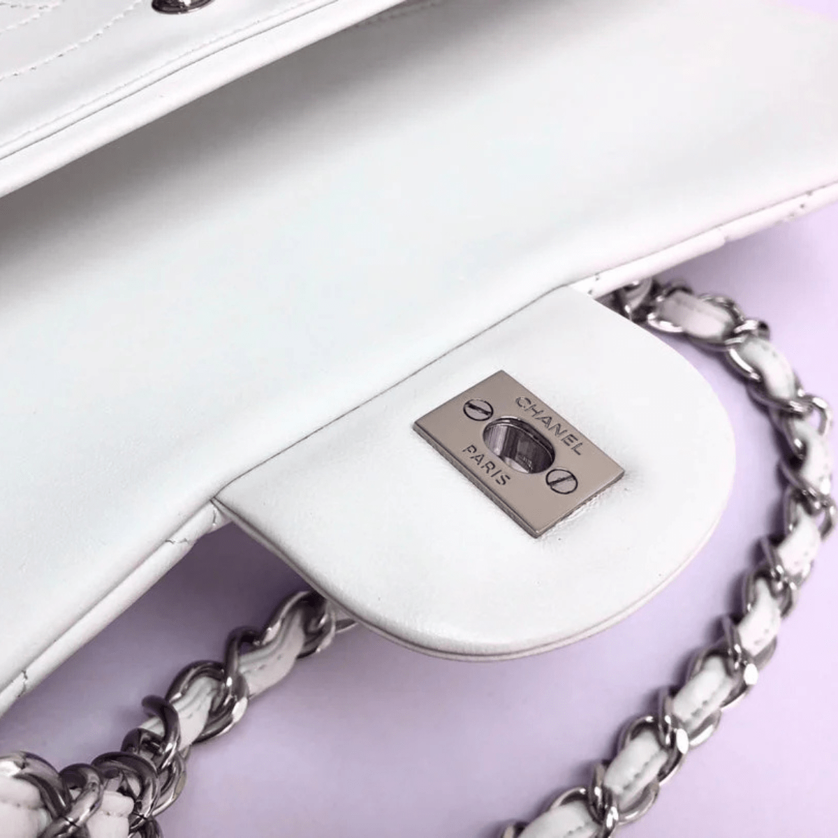 Chanel Classic Single Flap Bag Off White