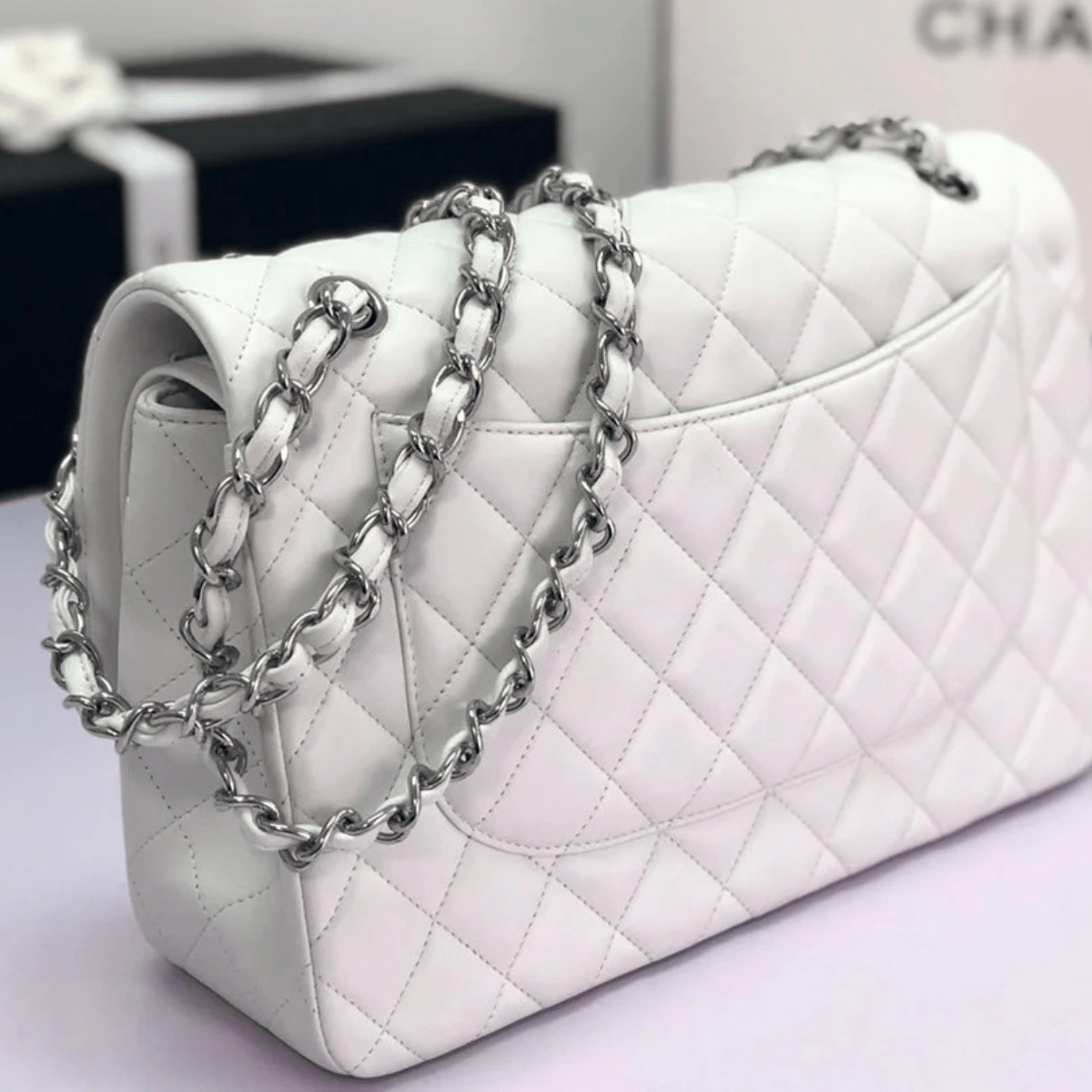 Chanel Classic Single Flap Bag Off White