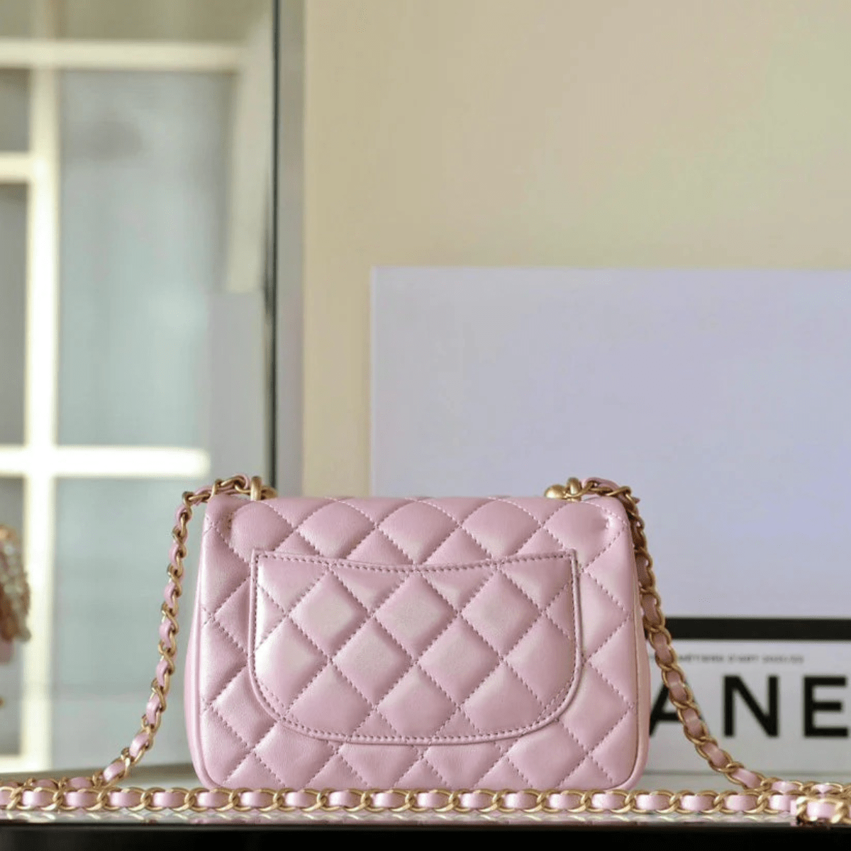 Chanel Classic Flap Mini Bag in Pink Lambskin with Gold Hardware