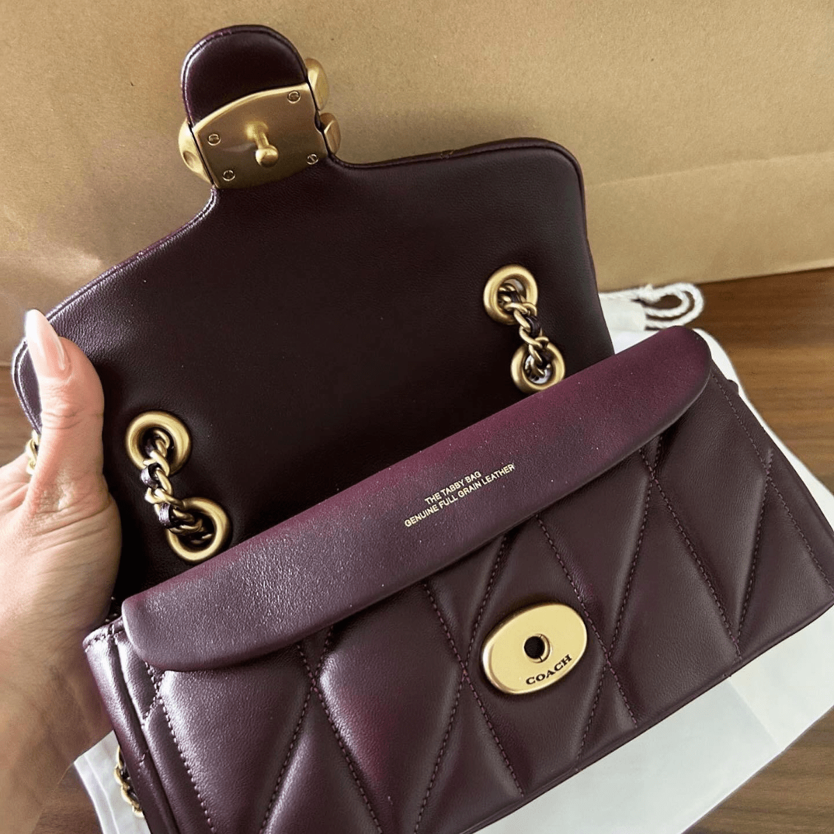 Coach Tabby Shoulder Bag 26 with Quilting in Dark Brown