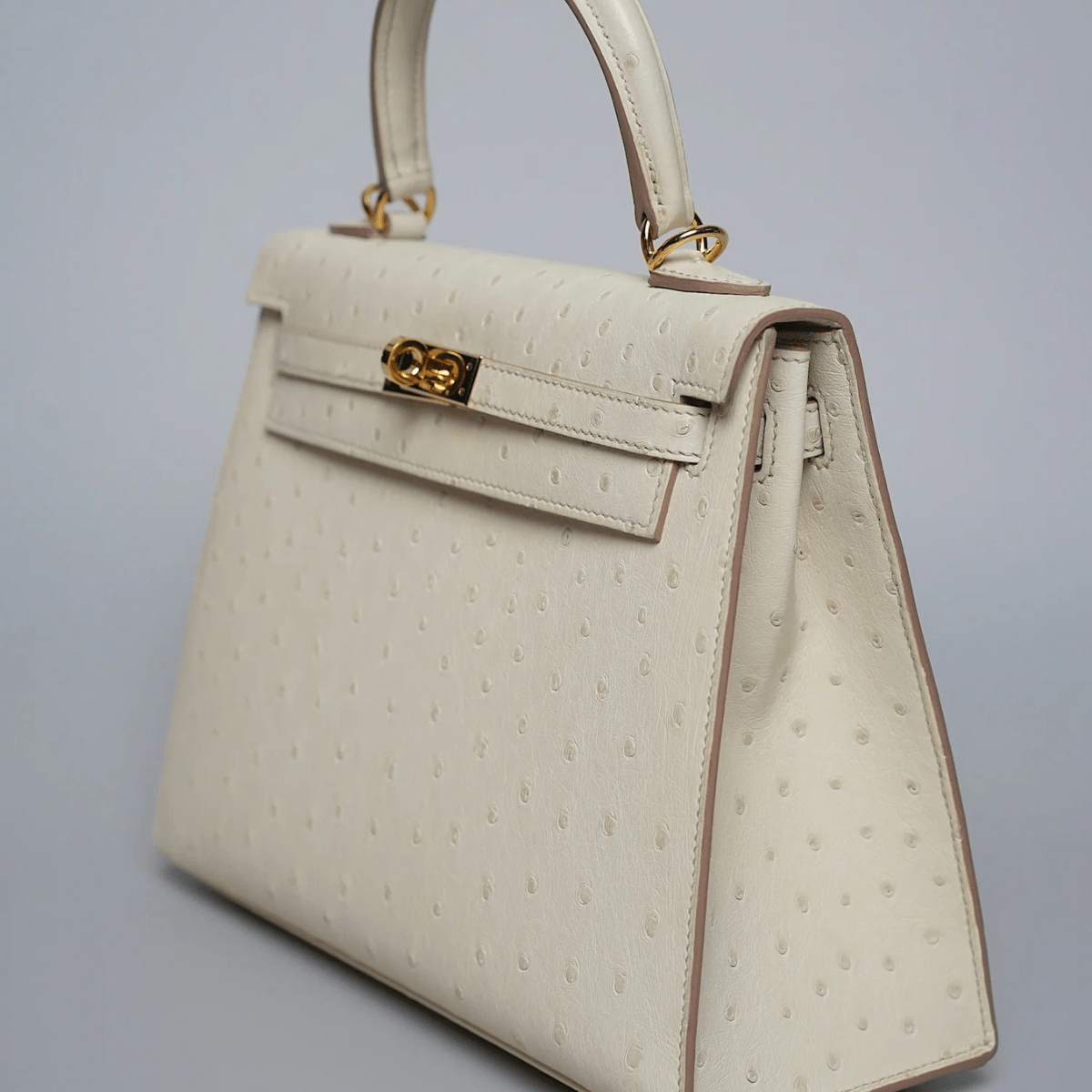 Hermes Kelly 25 in Beton Ostrich Ghw