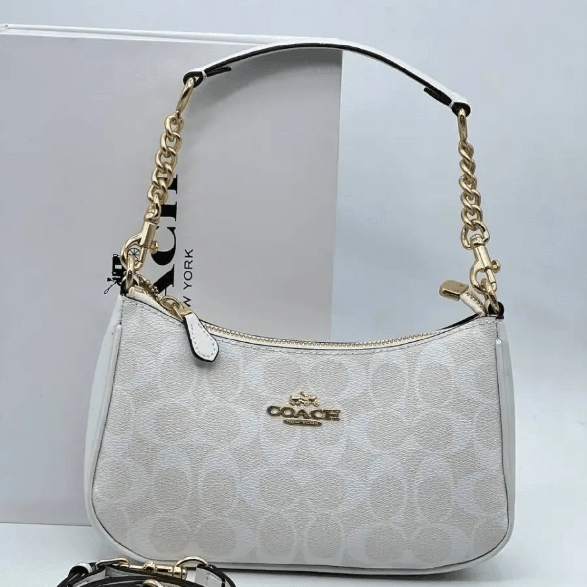 Set Coach – Lockup Leather Slide Sandal & Teri Signature Canvas Bag