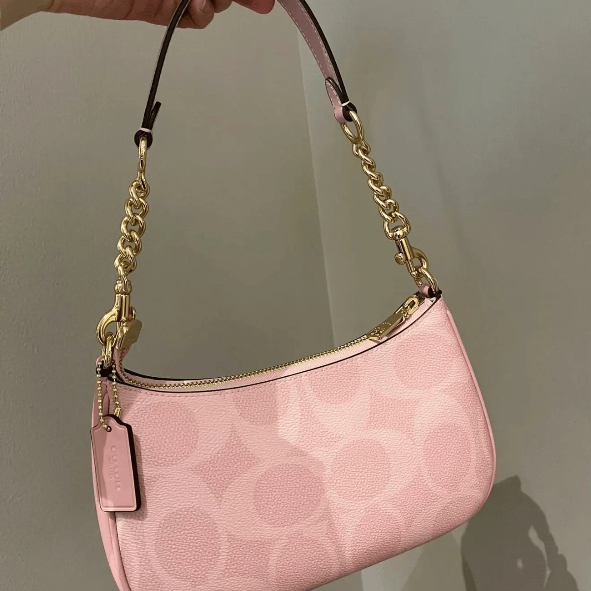 Coach Teri Shoulder Bag in Signature Canvas Pink