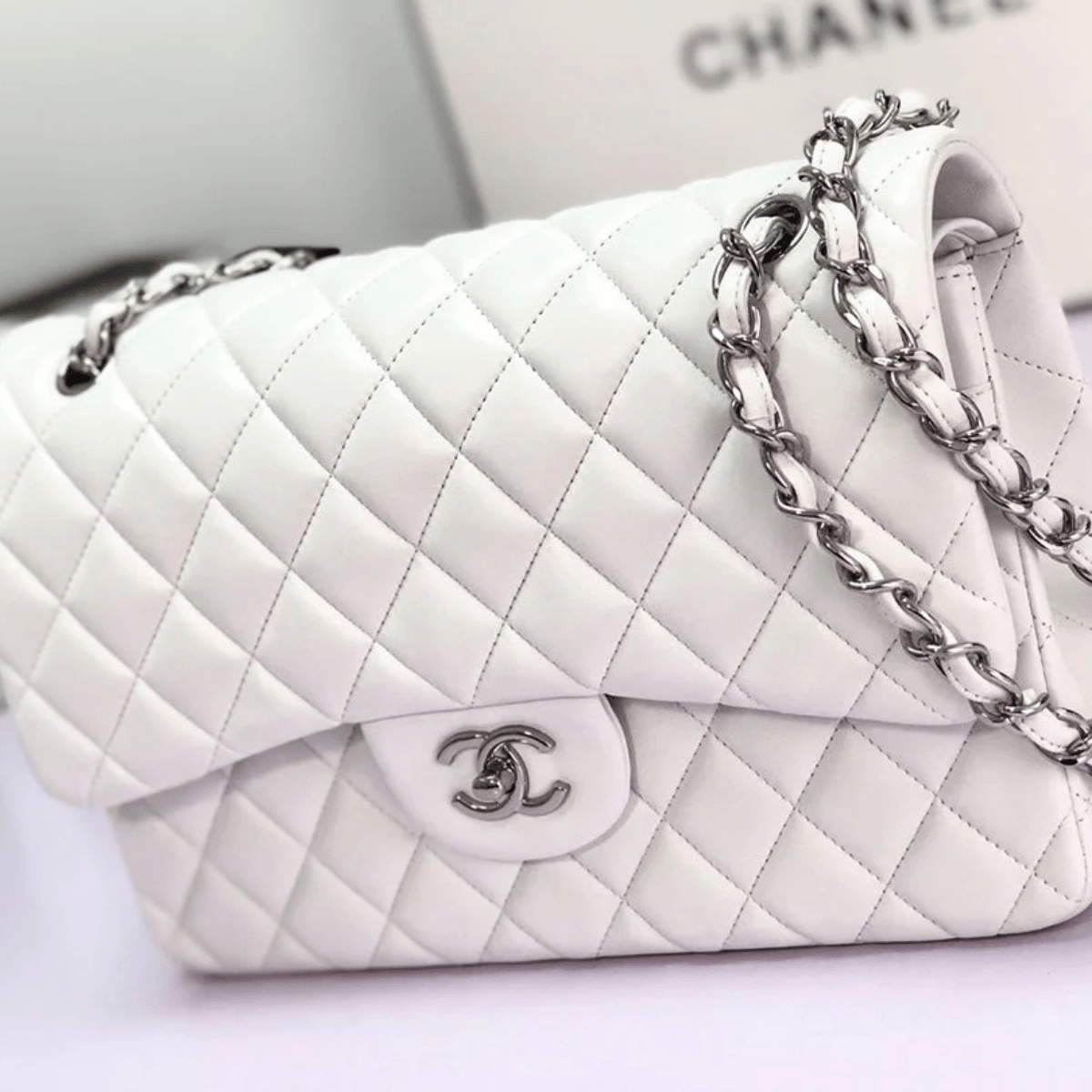 Chanel Classic Single Flap Bag Off White