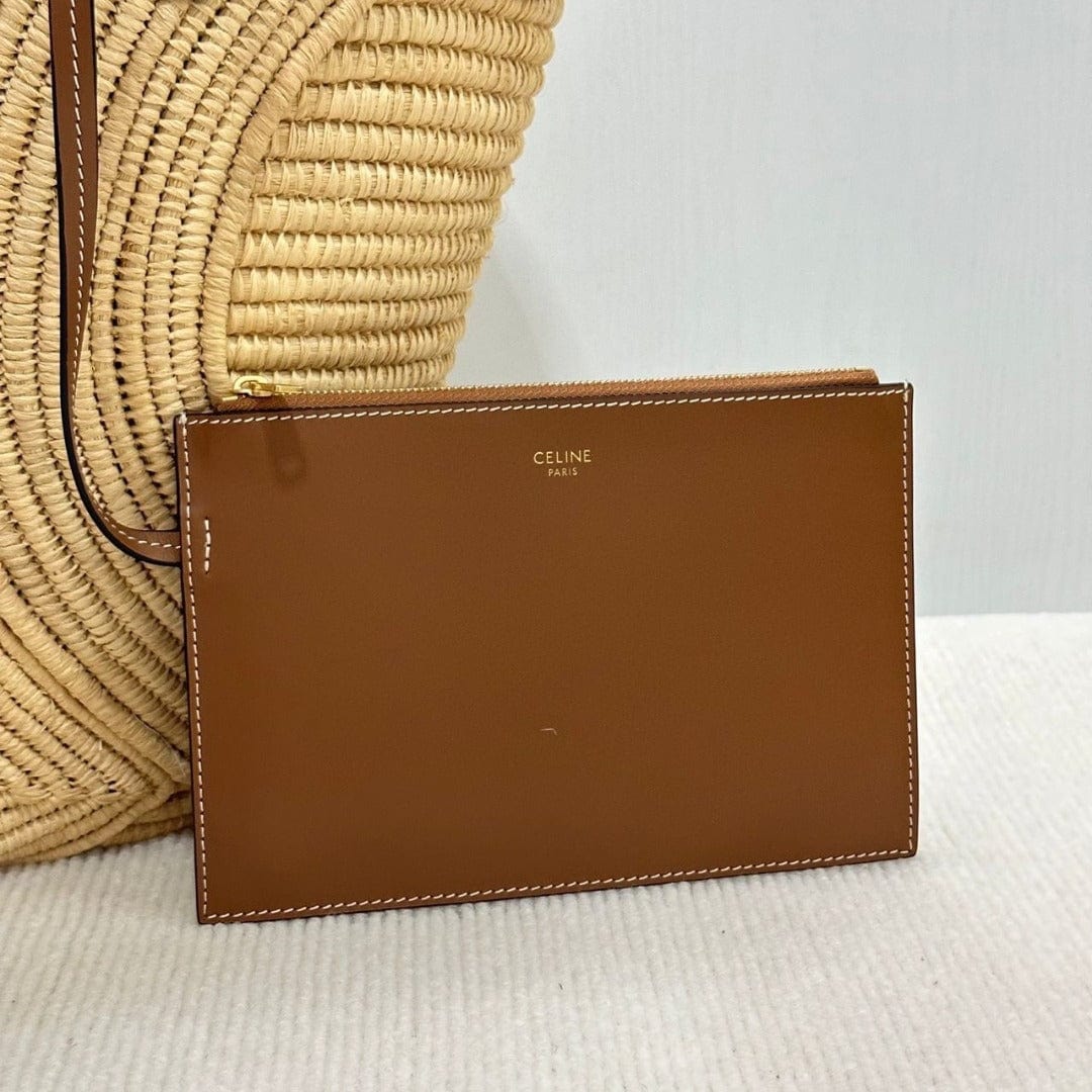 Celine Classic Small Basket with Woven Triomphe in Raffia and Calfskin