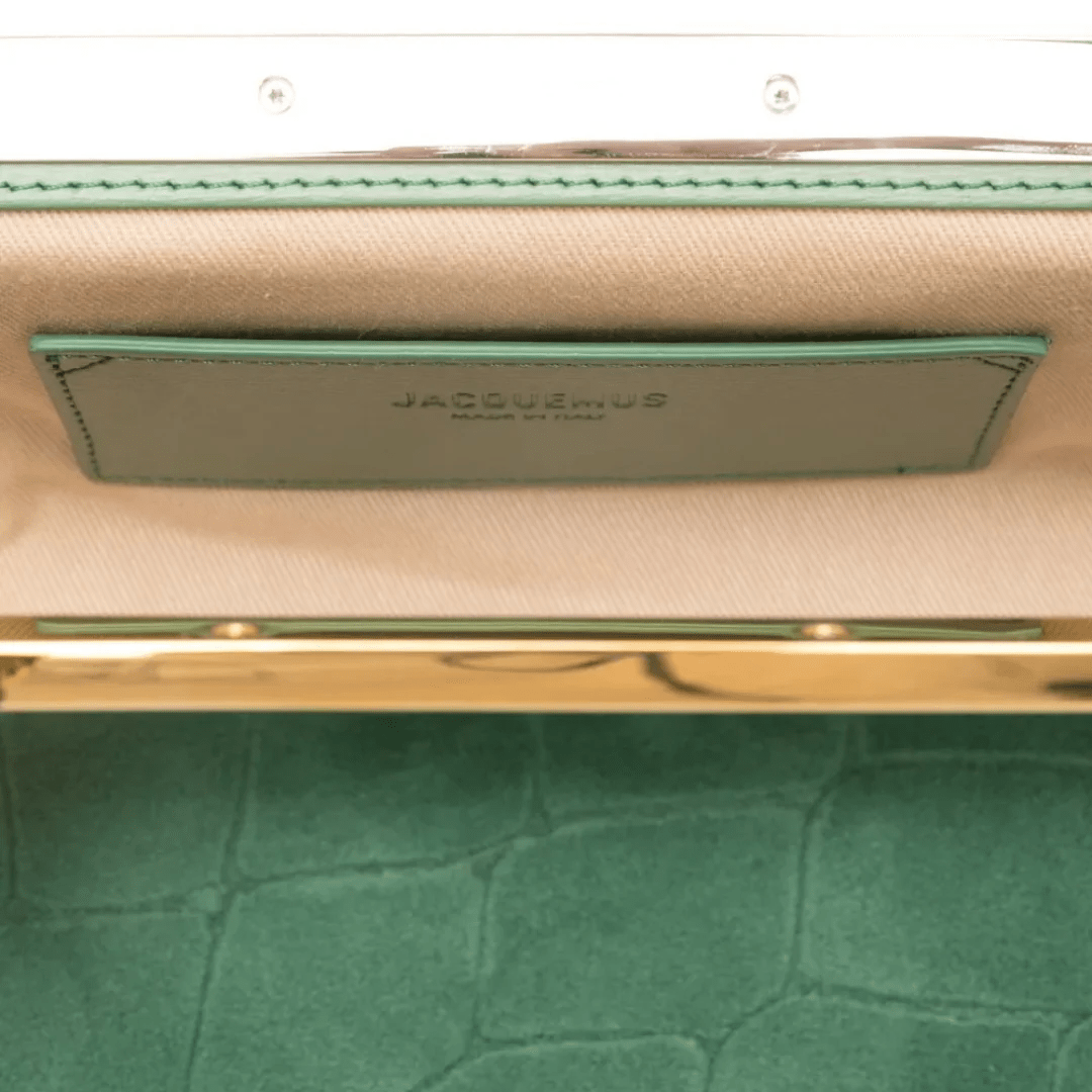 Jacquemus Le Salon Suede Clutch with Crocodile-Effect