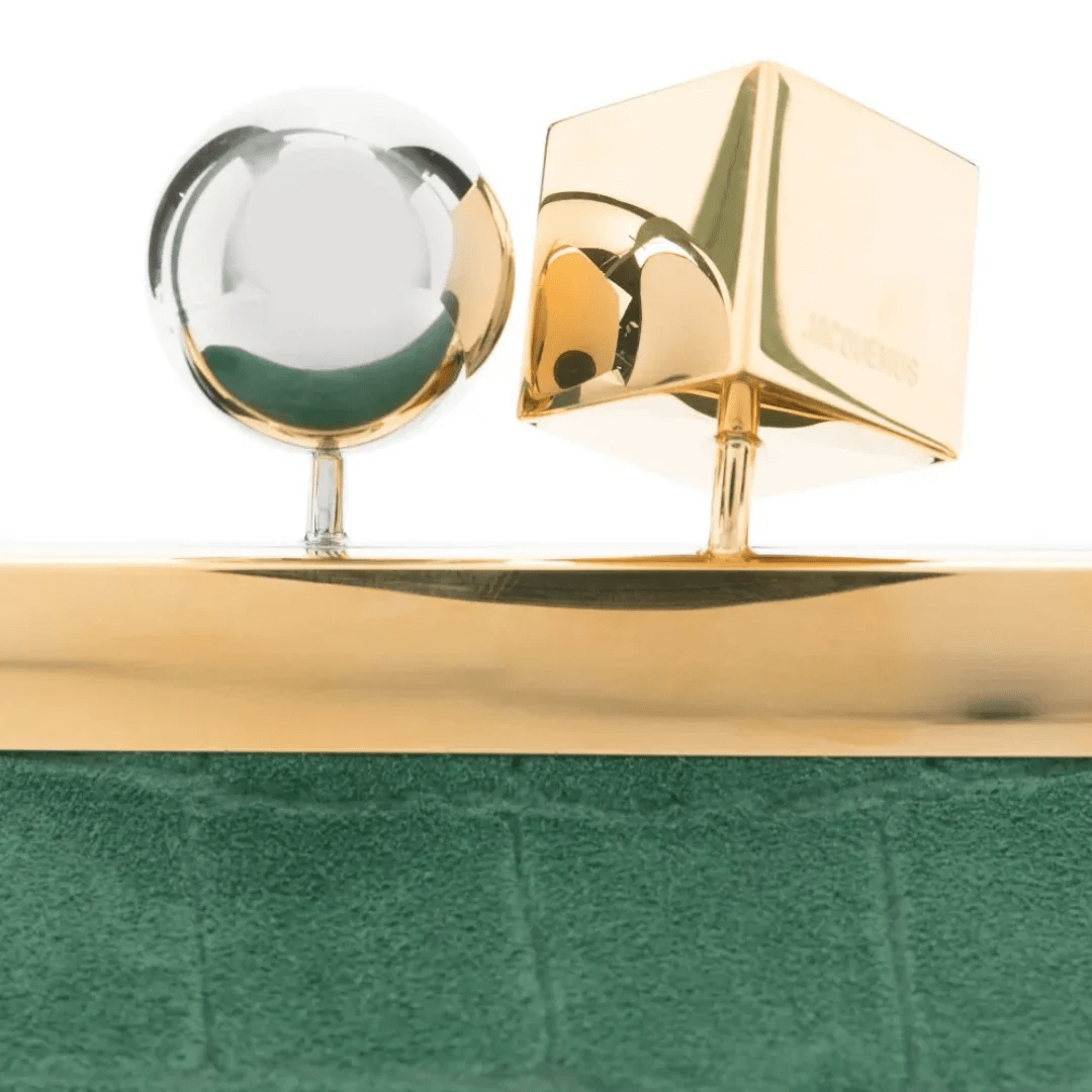 Jacquemus Le Salon Suede Clutch with Crocodile-Effect