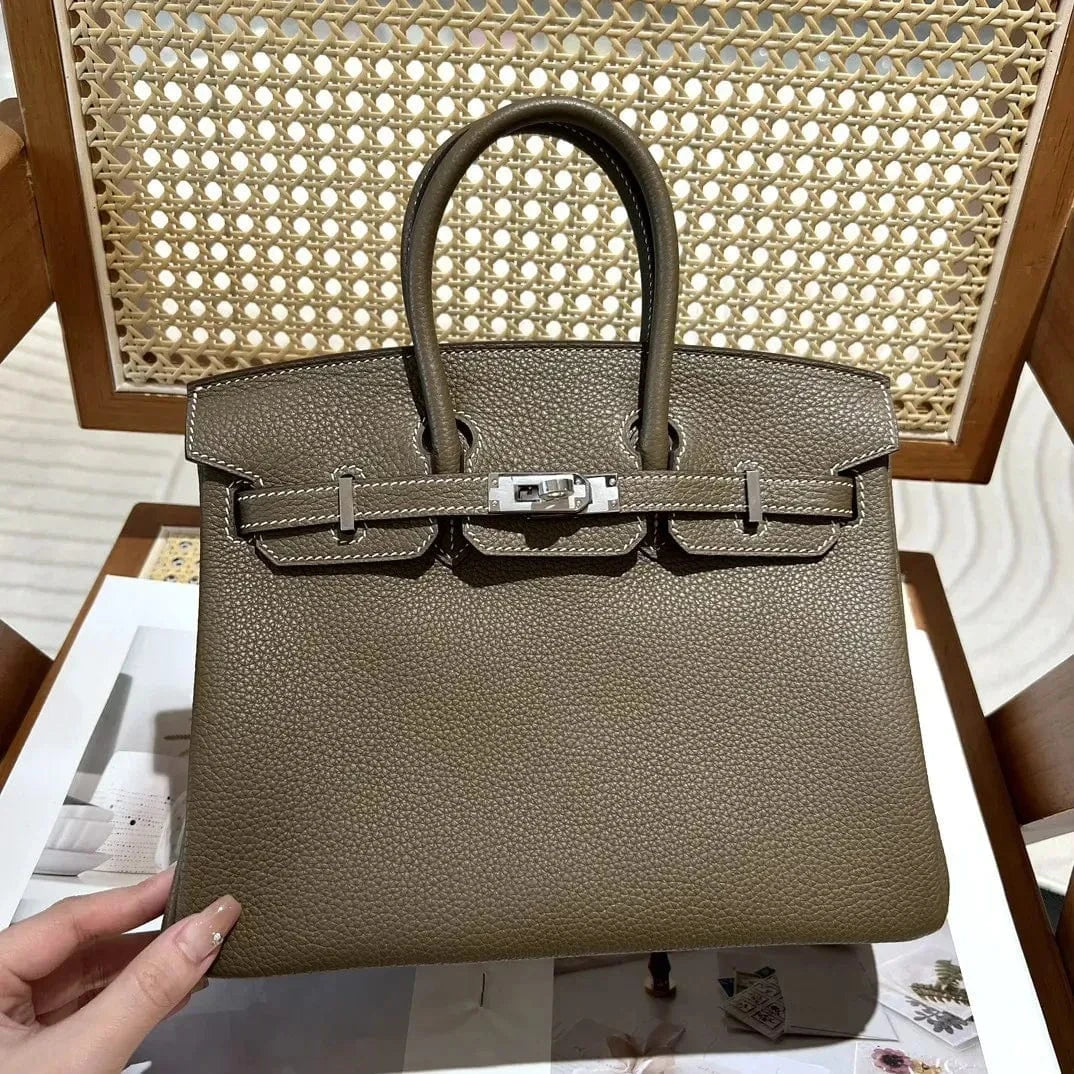 Hermès Birkin 25 HSS Craie/Gris Tourterelle in Togo Leather with Brushed Gold Hardware